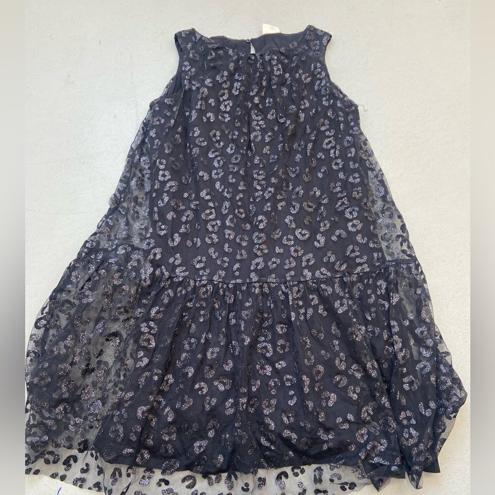 Zara girls black leopard dress 13/14 Vs